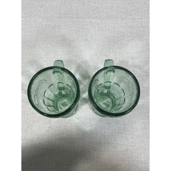 Vintage Libbey Coca Cola Green Glass Mugs W/ Handle Heavy 14 Oz Set of 2 - Picture 12 of 16
